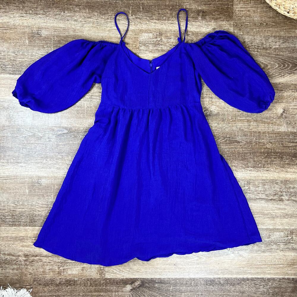 Anthropologie Moulinette Soeurs Women's Royal Blue Off Shoulder Dress